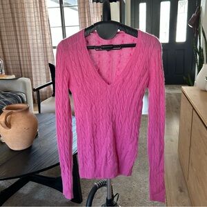 J-Crew Pink 100% Cashmere Vneck Sweater